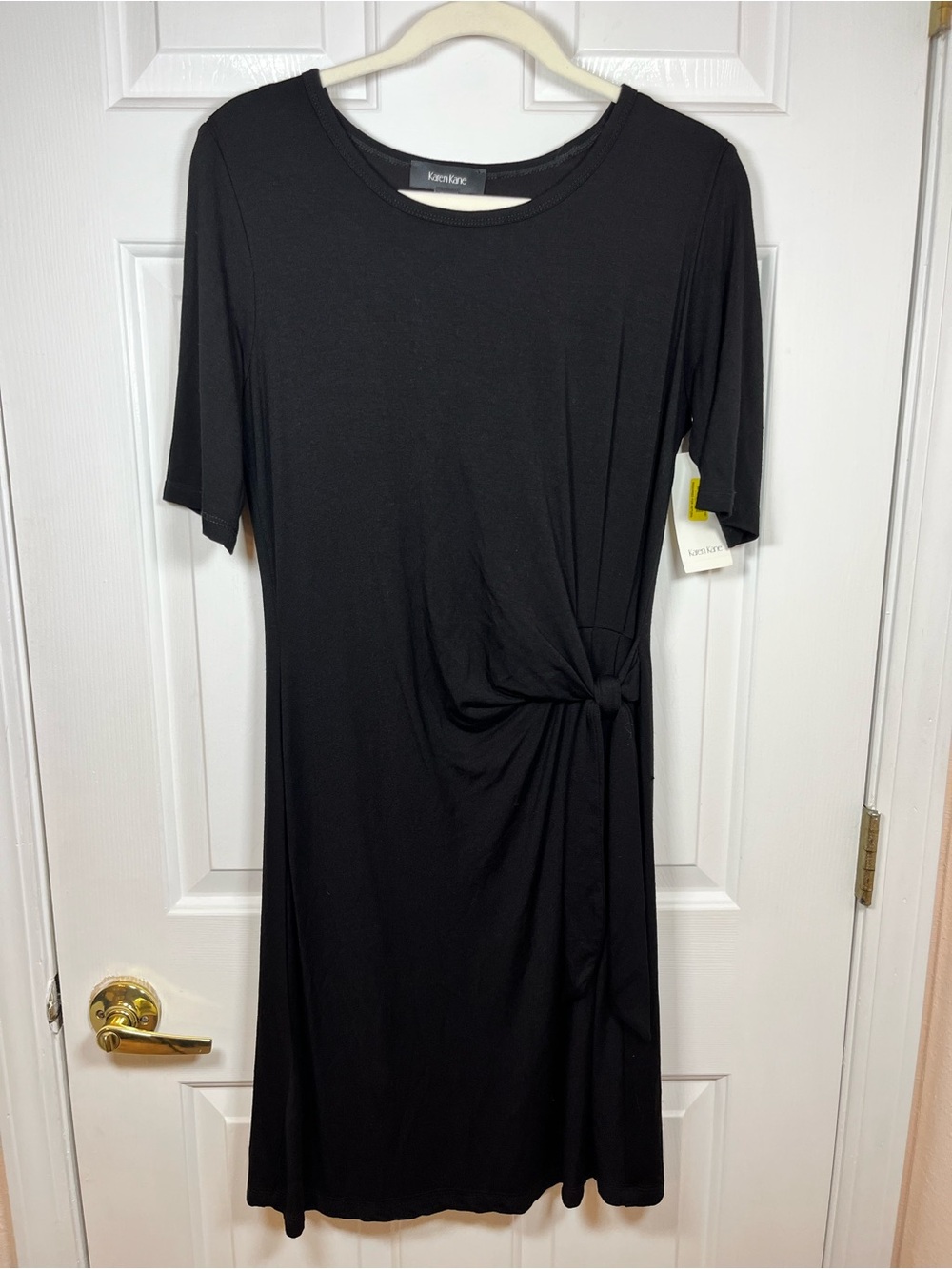 NWT Karen Kane Black Side Tie Front T-Shirt Dress Medium | $138 MSRP